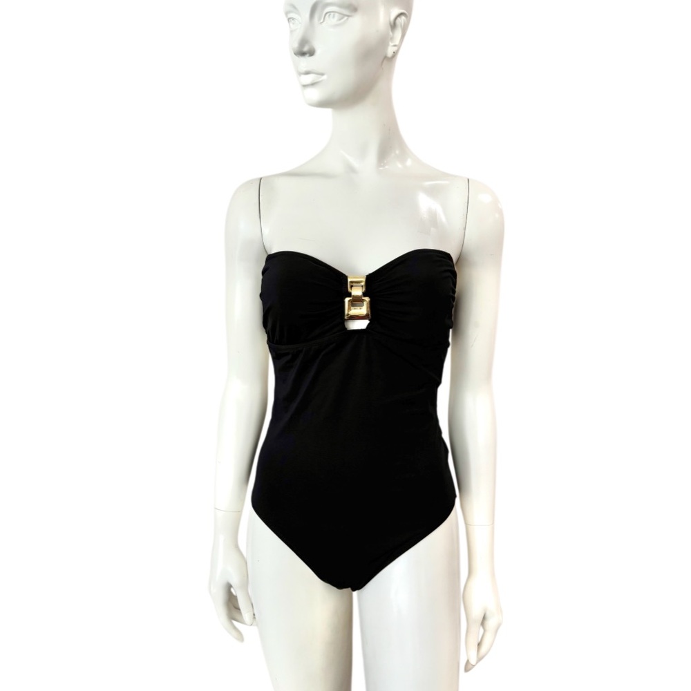 Trina Turk Black One Piece Bandeau Swimsuit
